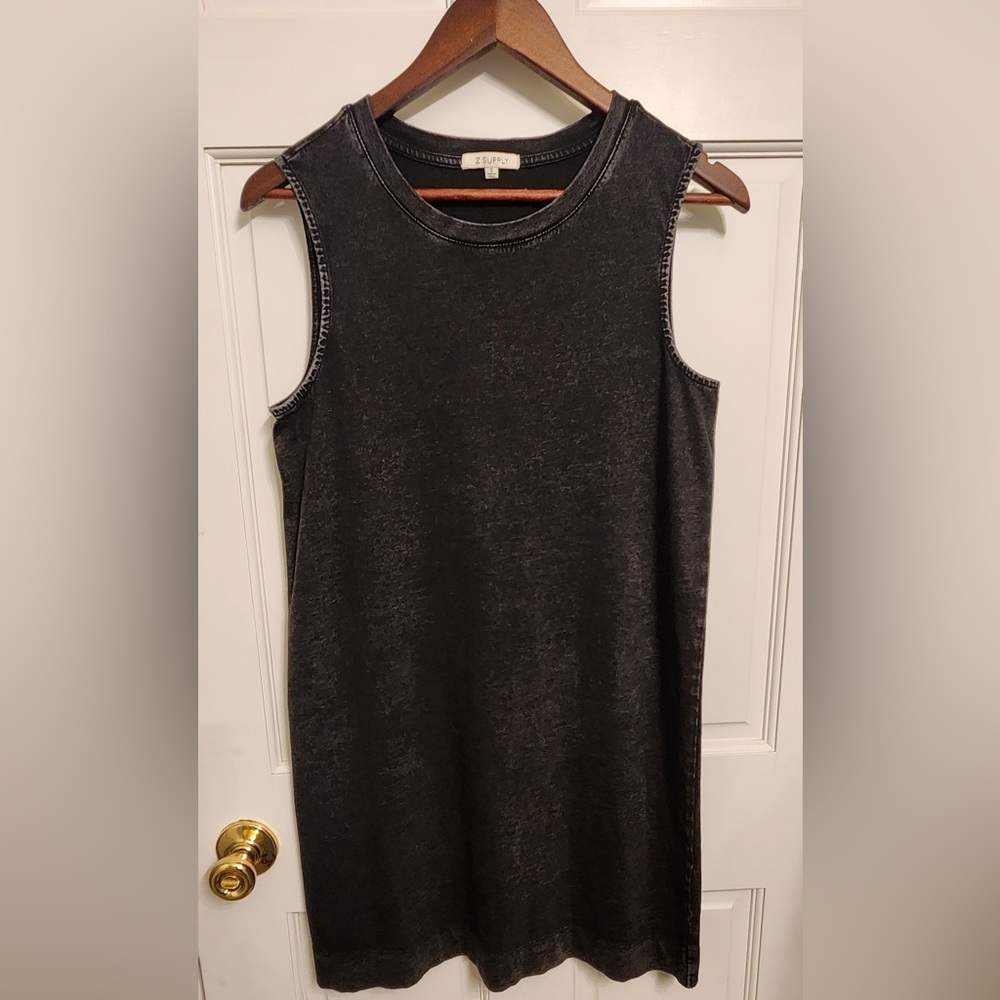 Z Supply Distressed Charcoal T-shirt Dress Sleeveless Size Small
